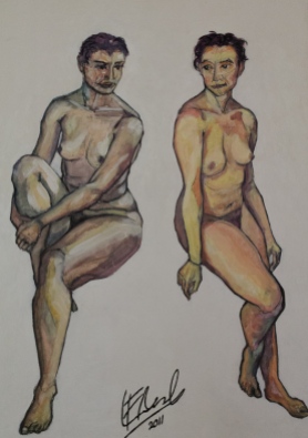Estudio de dos desnudos  Luis Felipe Avila 2011 Técnica mixta óleo y carbonilla 70x100 Precio: $ 4000 ARS